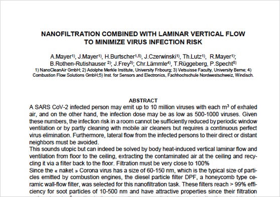 Nanofiltration Combined with Laminar Vertical Flow to Minimize Virus Infection Risk